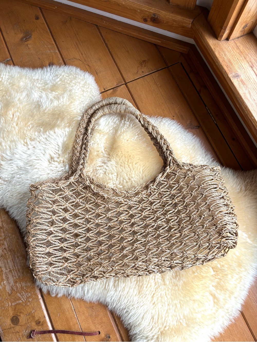 Vintage Woven Jute Market Bag - Picture 3 of 6